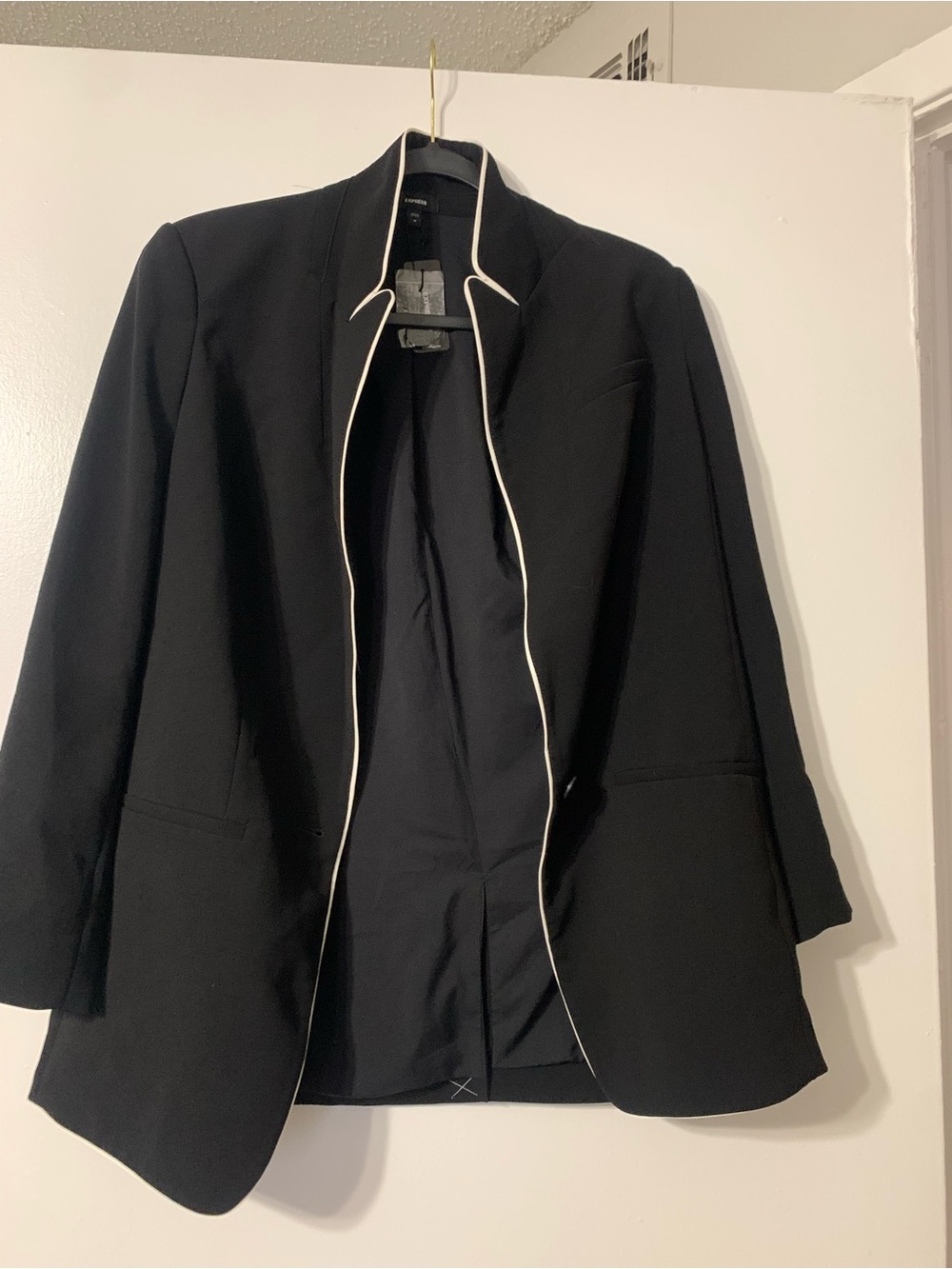 Express Black Blazer with White Piping
